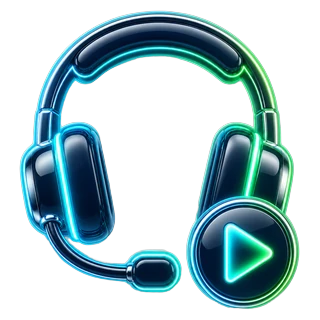 A headset with a play button